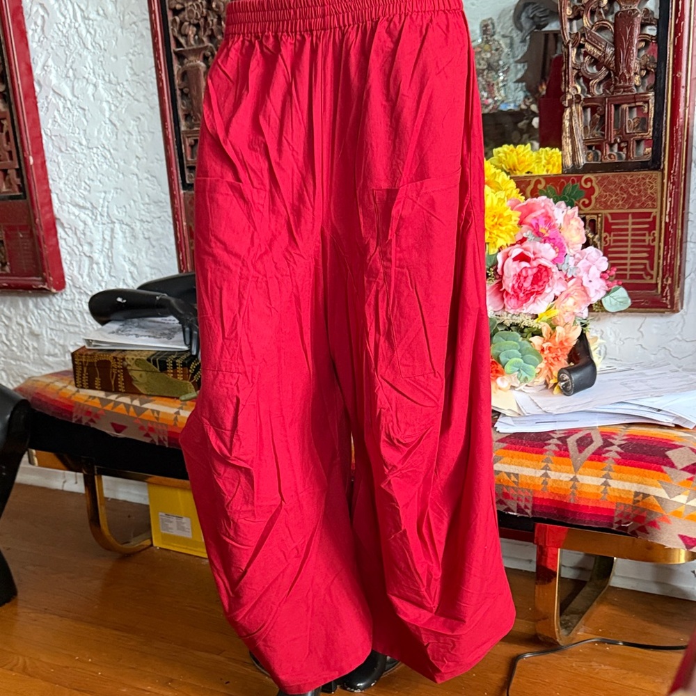 Wide Leg Women's Pants in Bright Red